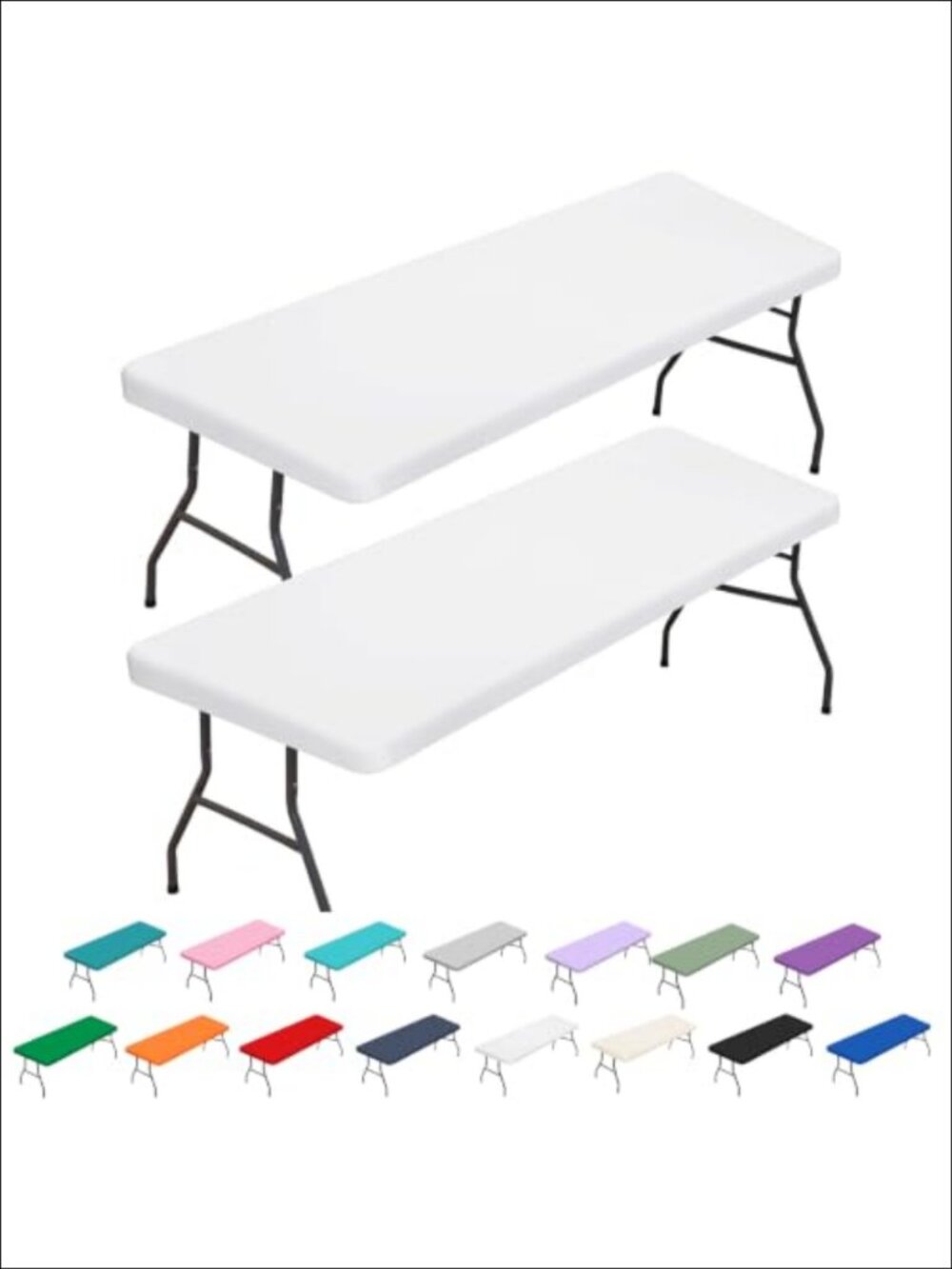 2 Pack Fitted Table Covers 6ft Polyester Spandex Rectangle Tablecloths